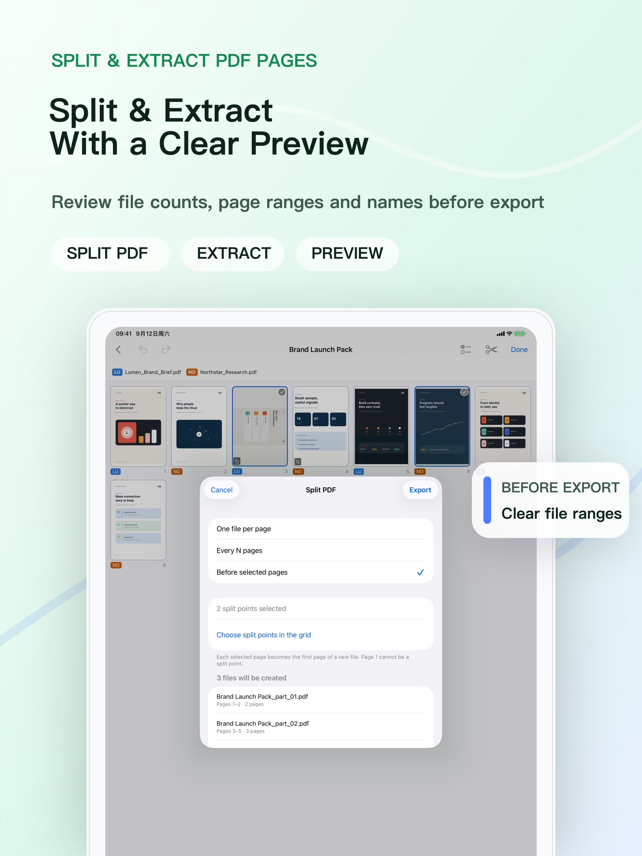 Preview split results clearly before exporting